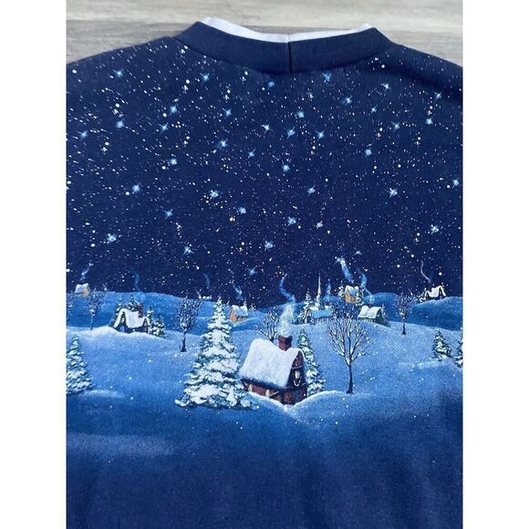 Vtg 90s Guardian Angel Faded AOP Sweatshirt Boxy Art Snow God Heaven Grunge - Picture 12 of 12